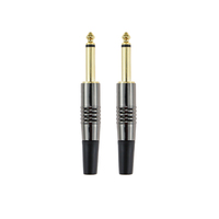 Connecteur audio mono TS plaqué or 6,35 mm avec coque métallique pour guitare électrique, basse, amplificateur, mixeur, utilisation en studio