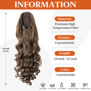 SARLA Estensioni per <span class=keywords><strong>Capelli</strong></span> Sintetici Resistenti al Calore da 26 Pollici, <span class=keywords><strong>Coda</strong></span> <span class=keywords><strong>di</strong></span> <span class=keywords><strong>Cavallo</strong></span> Lunga e Riccia in Fibra con Cordoncino, Stile Ondulato per Donne - Product Image 2