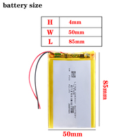 Batterie Li-ion polymère rechargeable 405085 3,7 V 2500 mAh pour interphone et téléphone portable