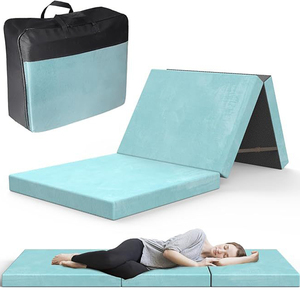 <span class=keywords><strong>Matelas</strong></span> de camping lit pliant 3 pouces <span class=keywords><strong>matelas</strong></span> en mousse à mémoire de forme à trois volets avec <span class=keywords><strong>housse</strong></span> lavable, tapis de fond antidérapant pour les voyages en voiture - Product Image 1