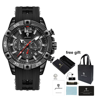 Montre Homme Gohuos 9805 de Luxe à Bracelet en Silicone, Mouvement Quartz, Étanche, Aiguilles Lumineuses, Montre-Bracelet Sportive avec Sac et Boîte Reloj