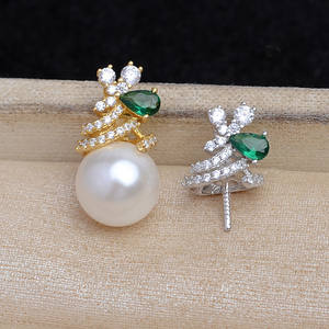 จี้ห้อยหัวเงินแท้ 925 สำหรับทำเครื่องประดับมุก จี้กึ่งสำเร็จรูป 9-10 มม. รุ่น 5854 อุปกรณ์เสริมสำหรับสร้อยข้อมือ ขนาดลูกปัด 5 มม. - Product Image 1