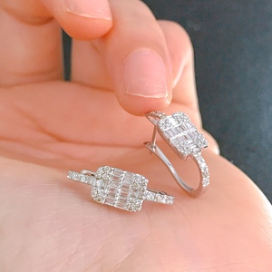 Pendientes de aro con forma de diamante para mujer, joyería de moda, 2023 quilates VS Diamante, delicada, Huggie, venta al por mayor - Product Image 1