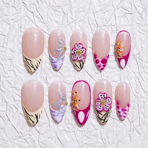 Ongles artificiels 100 % faits à la <span class=keywords><strong>main</strong></span>, à presser, de haute qualité, forme amande, collection 2025, vente chaude, pour la décoration des ongles - Product Image 4