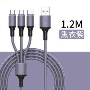 Liquid Silicone 3 In 1 Data Cable Type C 5a Fast Charging For Apple Android Mobile Phone 1m - Product Image 5