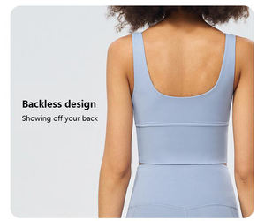 Tops de Fitness de secado rápido de alta elasticidad de transporte acanalado de nailon de alta calidad, almohadillas fijas para sujetador, <span class=keywords><strong>tirantes</strong></span>, sujetador de Yoga - Product Image 4