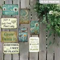Juego de Letreros Metálicos Vintage con Diseño de Libélula, Diente de León y Planta, Decoración Retro para Pared del Hogar y Jardín