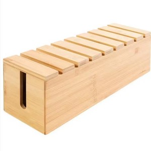 Caja de Almacenamiento de Cables de Bambú 1L, Organizador de Cables de Datos de Madera para Auriculares, Diseño Duradero - Product Image 2