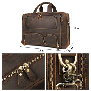 Bolsos de Cuero Crazy Horse para Hombre, Maletines de Cuero para Oficina, Bolsos de Mensajero de Cuero, Bolsos de Abogado, Maletines de Cuero Genuino para Hombre - Product Image 2