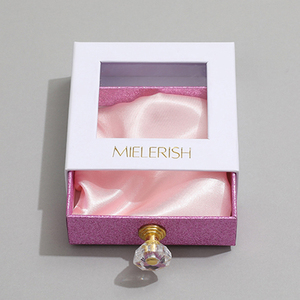 Custom Cardboard <b>Small</b> Rigid Cardboard Paper <b>Sliding</b> Drawer Gift Box with clear PVC Window Jewelry Packaging Gift Box - Product Image 1