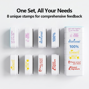 Lot de tampons d'enseignant OEM en gros, 8 tampons empilables pré-encrés en anglais pour la récompense et la correction des <span class=keywords><strong>devoirs</strong></span> scolaires - Product Image 5