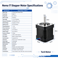 Moteur pas à pas Nema 17 à couple élevé, cadre 48mm 42mm, 1,8°, 0,65 N.m, 4 ou 6 fils, pour machine de remplissage de liquides