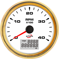 Compteur de régime moteur marin ECMS blanc 85 mm 4K RPM 9-32V IP67 étanche en acier inoxydable 316L avec lunette