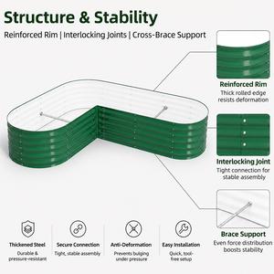 Bac <span class=keywords><strong>de</strong></span> <span class=keywords><strong>jardin</strong></span> surélevé en acier galvanisé ondulé 6x4 pieds, profondeur 18 pouces, pour légumes, fabrication OEM - Product Image 5