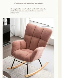 Comfortable High Backrest Accent Rocking <strong>Glider</strong> Chair Padded Seat Upholstered Stainless Steel for Living Room Bedroom Home Hotel - Product Image 3