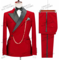 Costume Classique Homme Décontracté Ensemble 2 Pièces Tenue Gentleman pour Mariage Costume d'Affaires Homme Coupe Ajustée pour Marié