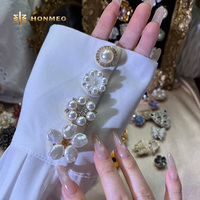 Penutup Kancing HONMEO dari Paduan Seng, Motif Sunburst Mutiara Kristal Mewah untuk Pakaian/Jas