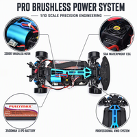 HSP 94123PRO FLYING FISH Voiture RC de drift professionnelle 1/10 4WD Brushless 2.4G 4 canaux haute vitesse RTR pour course en extérieur pour adultes