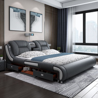 Modernes Luxus Schlafzimmer Möbel Smart Elektrisches Massage Polsterbett King Size Doppelbett Matratze Plus Rahmen mit TV-Design