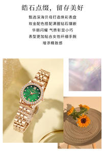 Montre à quartz pour femme, bracelet en acier, cadran étoilé de luxe léger, spécial Noël, nacre - Product Image 3