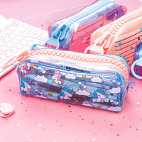 Estuche Transparente para Lápices de Tela Multicolor con Cierre Grande, Impresión Digital, Logotipo Personalizado, Diseño Personalizado para Oficina y Escuela