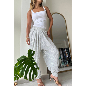 <span class=keywords><strong>Pantalon</strong></span> à paillettes ample de fête en gros <span class=keywords><strong>Pantalon</strong></span> lanterne décontracté à taille élastique décontracté - Product Image 4