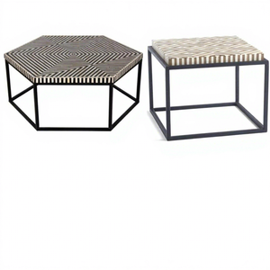 Mesa de Centro de Estilo Moderno Ecológica BS INTERNATIONAL NA135, Mueble para el Hogar con Marco de Madera con Incrustaciones de Hueso Personalizado, Superventas 2 - Product Image 1