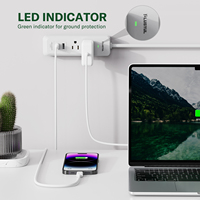 Taşınabilir Küçük Priz Çoğaltıcı 2 Prizli Güç Şeridi 2 USB Girişli ETL Dalgalanma Korumalı 125V 15A ABS Malzemeli Uzatma Prizi