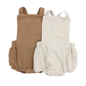 Infant Kleinkind Neugeborenen Plain Leinen Organische Baumwolle Sleeveless Baby Onesie Strampler