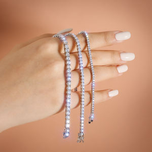 Pulsera de Lujo con Moissanita VVS de 2-5mm, Corte Brillante, Plata de Ley 925, Regalo para Mujer, Venta al Por Mayor de Fábrica - Product Image 1