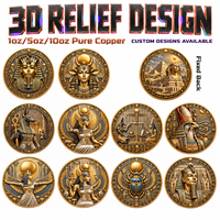 Pièce de monnaie en cuivre pur .999 de 1 oz, mythologie égyptienne, relief 3D, couleur UV, dieux anciens, commémorative, pièce de collection ronde en cuivre