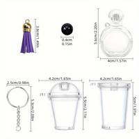 DIY Kit porte-clés dessin animé mignon Mini boisson flottant acrylique liquide porte-clés créatif lait thé tasse Boba porte-clés