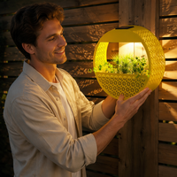 Lanterne solaire décorative d'extérieur en métal creux en forme de cercle jaune