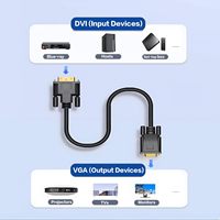Adaptateur Jasoz B106 DVI-D 24+1 vers VGA 15 broches mâle-mâle, 1,8 m, Full HD 1080P pour moniteur PC et projecteur, gaine en PVC