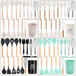 Kitchen Appliances Accessories Cookware Sets Cooking <b>Tool</b> <b>Silicone</b> Kitchen Utensils Set With Wooden Handle for Cooking - Product Image 5