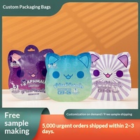 Sachets Mylar Imprimés Personnalisés, Emballages Plastiques, Pochettes Irrégulières avec Fermeture Ziplock 3.5g, Sachets Mylar Thermoscellables Personnalisés, Forme Découpée
