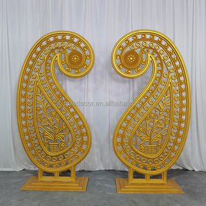 3D नक्काशी लक्जरी गोल्डन एक्रिलिक पृष्ठभूमि शादी मंच सजावट शाही पृष्ठभूमि - Product Image 2
