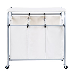 Carrito de Lavandería con Tabla de Planchar de 3 Secciones, Resistente, con Ruedas Bloqueables, 3 Bolsas Extraíbles, Cesta Rodante para Almacenamiento y Clasificación de Ropa - Product Image 1
