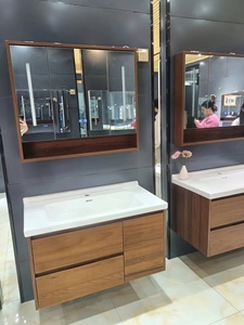 Factory-Direct Modern Minimalist Integrated Sintered Stone Basin and <b>Smart</b> LED <b>Mirror</b> Wall-Mounted Bathroom Vanity - Product Image 5