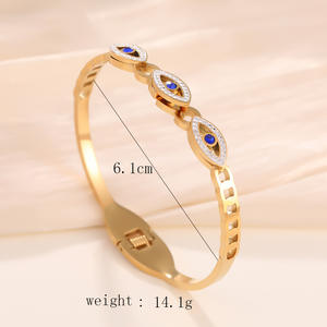 Bracelet de luxe de haute qualité en or, argent et diamant bleu, motif œil turc, en acier titane et zircon, pour femmes et jeunes filles - Product Image 4