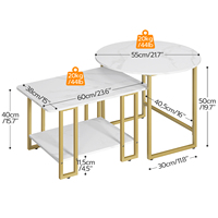 Vente en gros, table basse en marbre, table de centre en métal de salon avec dessus en marbre blanc, table d'appoint ronde en bois pour le salon