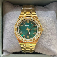 Montre à quartz de luxe pour femmes, boîtier polygonal, lunette en cristal, cadran en nacre avec chiffres romains, bracelet en acier inoxydable