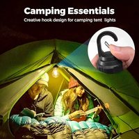Lampe de camping LED rechargeable compacte et légère 3W, corps en plastique ABS/PC noir, ampoule COB, étanche IPX4, lumière du jour 6000K, CE