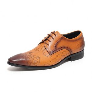 Chaussures décontractées pour hommes de style britannique, semelle souple en caoutchouc, bout pointu, dessus en cuir véritable – Chaussures de mariage confortables et intemporelles - Product Image 1