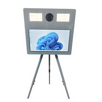 Bilik Foto Cermin 21,5 Inci dengan Casing Logam, Perangkat Lunak DSLRBOOTH, Layar Sentuh 21,5 Inci, Komputer Windows 11 I5, Hitam Putih