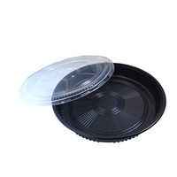 Boîte en plastique ronde noire jetable JY-82108, emballage sous vide pour aliments, boîte en plastique jetable pour sushis