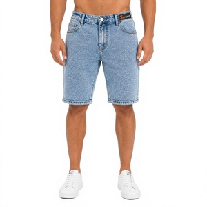 Shorts en jean pour hommes, vente en gros, personnalisés, décontractés, d'été, coupe slim, déchirés, effet usé, en denim extensible de coton - Product Image 1