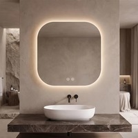 Espejo de Maquillaje Inteligente con Pantalla Táctil Personalizada, Montado en la Pared, IP44, Moderno, para Hoteles y Apartamentos, con Diseño Gráfico en Forma de Apple, Ecológico