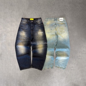 Jean ample vintage délavé à taille haute pour homme, coupe large, 14 oz, effet soleil, fabriqué sur mesure par un fabricant de jeans - Product Image 2