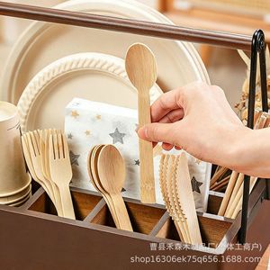 Caja de almacenamiento de madera rectangular con 4-7 compartimentos y asas para organizar utensilios de cocina, tipo vertical, sin tapa - Product Image 5